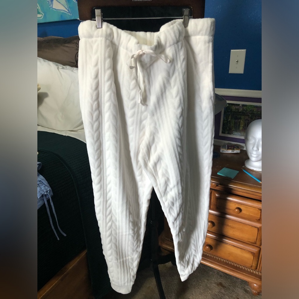 JoySpun Cream Fleece Pajama Pants Sz. 2X 18W-20W